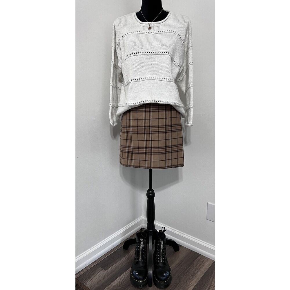 VTG Casual Corner Off White Open Cable Knit Sweater Womens Medium 90s Academia